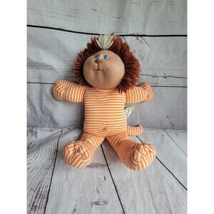 Vintage 1983 Koosas Cabbage Patch Kids Cat Brown Hair White Stripe Blue Eyes